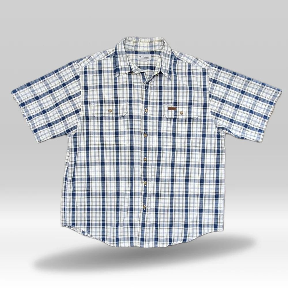 Carhartt Plaid 2 Pocket Short Sleeve Button-up Men's Size Large - Picture 1 of 7